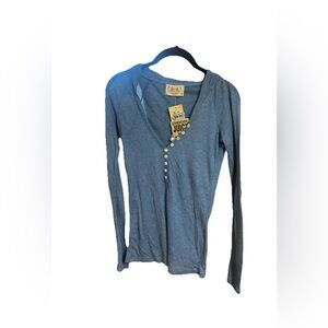 Juicy Couture Y2K Plunge Deep V Hooded Henley